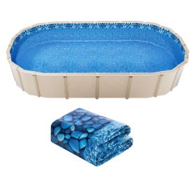 15 x 30 ft Oval Pool Liner, Unibead Above Ground Pool Liners, 52in Wall Height, Durable Standard Gauge Vinyl