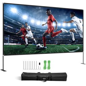 Projector Screen with Stand 150inch Portable Movie Screen 16:9 4K HD Wide Angle Outdoor Projector Screen Stand Easy Assembly with Storage Bag for