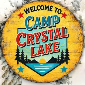CIFbuy 1pc Vintage Camp Crystal Lake Sign 8x8in Round Metal Plaque, "Round Metal" Plaque, Welcome Wall Decor For Game Room Bar GarageTikTok, IkTo (Option: defaulttitle)