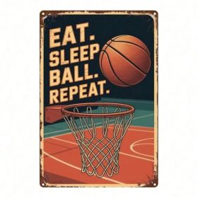 CIFbuy 1pc 2D Flat Metal Sign Basketball Sports Theme Wall Art, Minimalist Iron Sign For Man Cave Home Office Bathroom Bedroom Garden D TikTok, T (Option: defaulttitle)