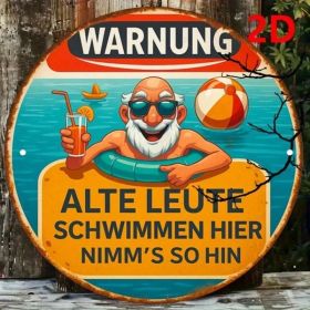 CIFbuy Vintage Swimming For Seniors Pool Warning Sign 8x8 Inch 2D Flat Round Plaque Decor For Pool Bathroom Changing Room Vacation Home TikTok, T (Option: defaulttitle)