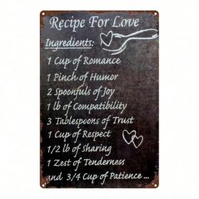 CIFbuy Vintage Recipe For Love Metal Wall Sign, 2D Flat Retro Iron Tin Wall Art 8x12 Inch, Funny Marriage Recipe Chart Decor Sign, Humo TikTok, T (Option: defaulttitle)