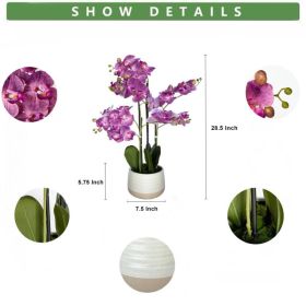 Artificial Potted Orchid  Faux Orchid Arrangement With Ceramic Pot  Maintenance-Free Home Decor Ornament (Option: 1pc)