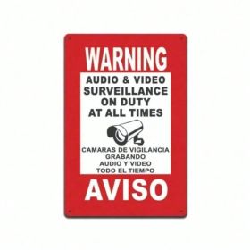 CIFbuy Home Security Warning Sign CCTV Surveillance Bilingual Spanish English Metal Wall Sign (TikTok, Temu Pick-up Service) (Option: defaulttitle)