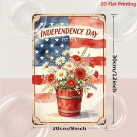 CIFbuy Independence Day 1776 Floral Metal Tin Sign, Inch Patriotic Iron Wall Art, Flag Decor With Pre-Drilled Holes Fo IkTok, IkTok, Self-Inckup (Option: defaulttitle)