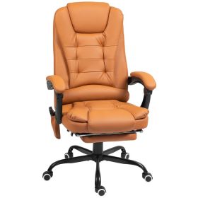 7-Point Vibrating Massage Office Chair High Back Massaging Office Desk Chair With Lumbar Support, Footrest, Light Brown (Option: BROWN)
