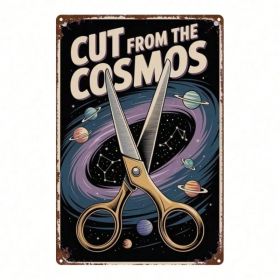 CIFbuy Vintage Universe Scissors Metal Sign 8x12 Inch Retro Planet Tin Poster, Antique 2D Flat Wall Decor For Home Kitchen Cafe Bar TikTok, TikTo (Option: defaulttitle)
