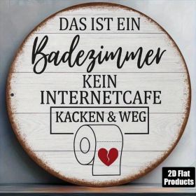CIFbuy Vintage German Toilet Sign 8x8 Inch Round French Aluminum Plaque, 2D Flat Bathroom Decor For Home Restaurant Cafe Bar Office Sho TikTok, T (Option: defaulttitle)