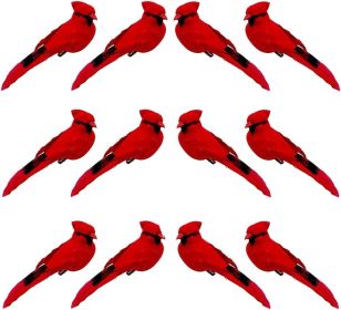 2pcs Red Bird Decor Artificial Red Cardinal Birds Artificial Birds Christmas Cardinal Birds for Tree Flower Floral Arrangements Yard Patio Wreath (size: 6pcs)