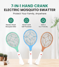 Hand Crank Self-Powered Insect Swatter, 3 Colors Manual Charging Electric Fly Swatter (Style: Red Electric Mosquito Swatter)