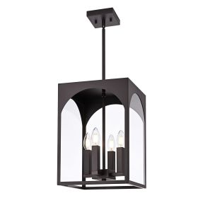Large Outdoor Pendant Light Fixtures 4-Light, Exterior Hanging Lantern Porch Light Adjustable (Color: Oil Rubbed Bronze, Number of Light: 4-Light)