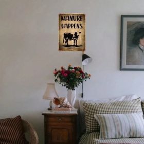 CIFbuy Funny Manure Happens Cow Metal Sign, Tin Wall Art, Plaque Decor For Home Bar 8x12in MetikTok, MetikTok, Self-ouckup Logiopin (Option: defaulttitle)