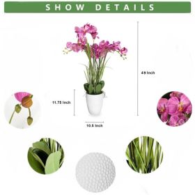Artificial Orchid Arrangement With Resin Pot Floral Decor For Living Room Tabletops (Option: 1pc)